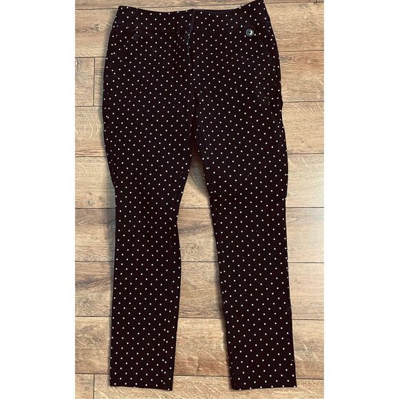 LOFT Women’s size 2 Marisa Skinny Ankle Pants Black/White Polka Dot - Picture 4 of 11